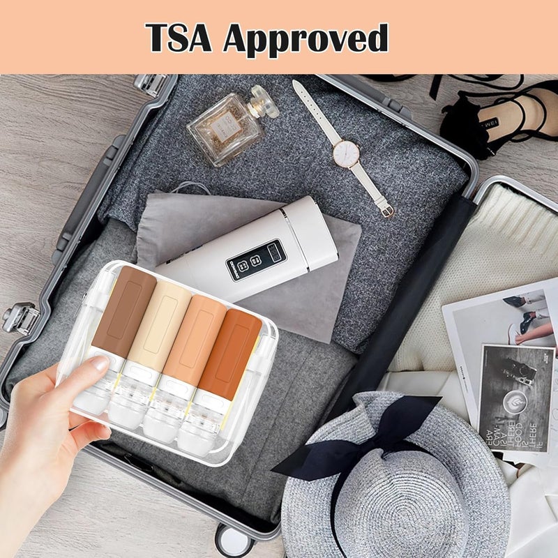 Redfly 17PCS Travel Bottles for Toiletries, TSA Approved Silicone Travel Size Containers, Leak Proof Toiletry Containers for Shampoo, Conditioner, Lotion & Creams Apricot - Image 5